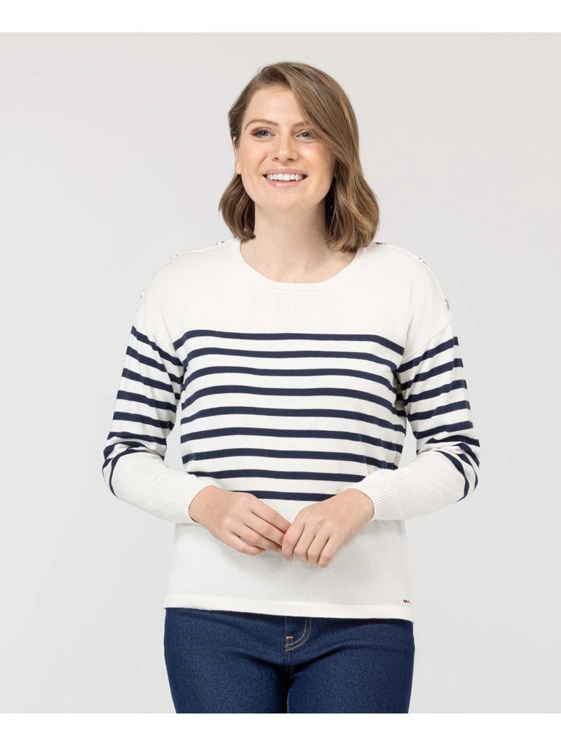 Pull marin - Terre de Marins Blanc Bleu - Kiabi