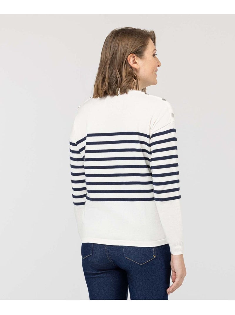 Pull marin - Terre de Marins Blanc Bleu - Kiabi