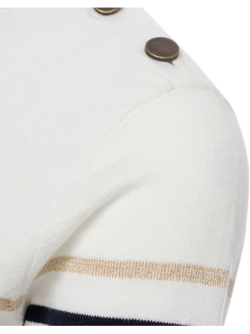Pull marin - Terre de Marins Blanc Bleu - Kiabi