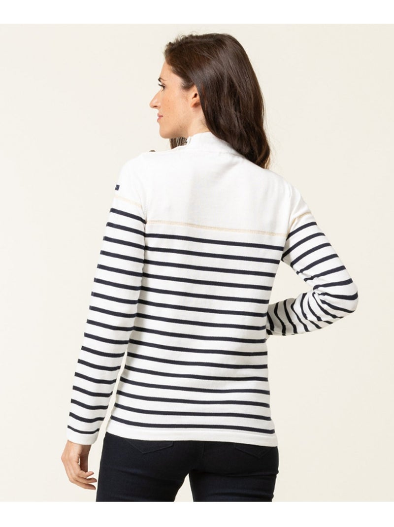 Pull marin - Terre de Marins Blanc Bleu - Kiabi