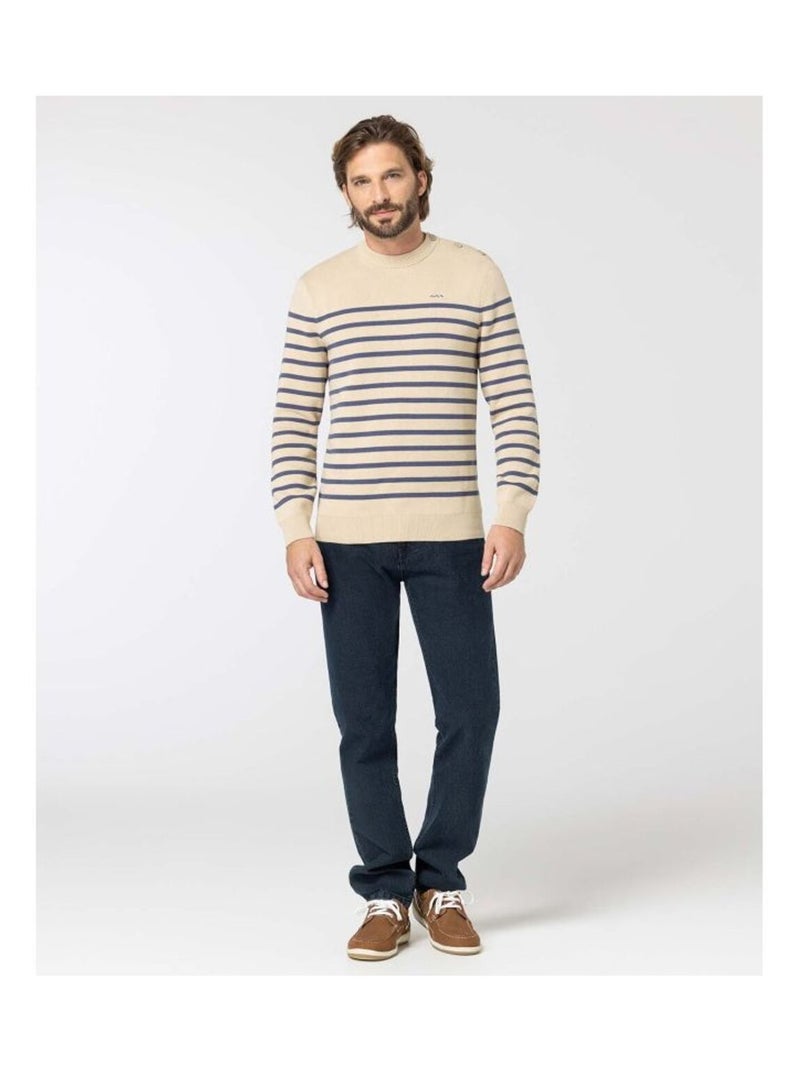 Pull marin - Terre de Marins Blanc Bleu marine - Kiabi
