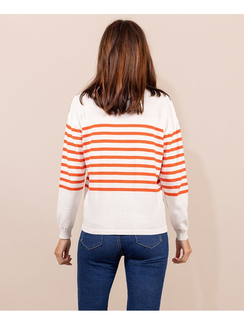 Pull marin - Terre de Marins Blanc Orange - Kiabi