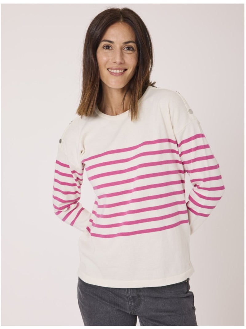 Pull marin - Terre de Marins Blanc Orange - Kiabi