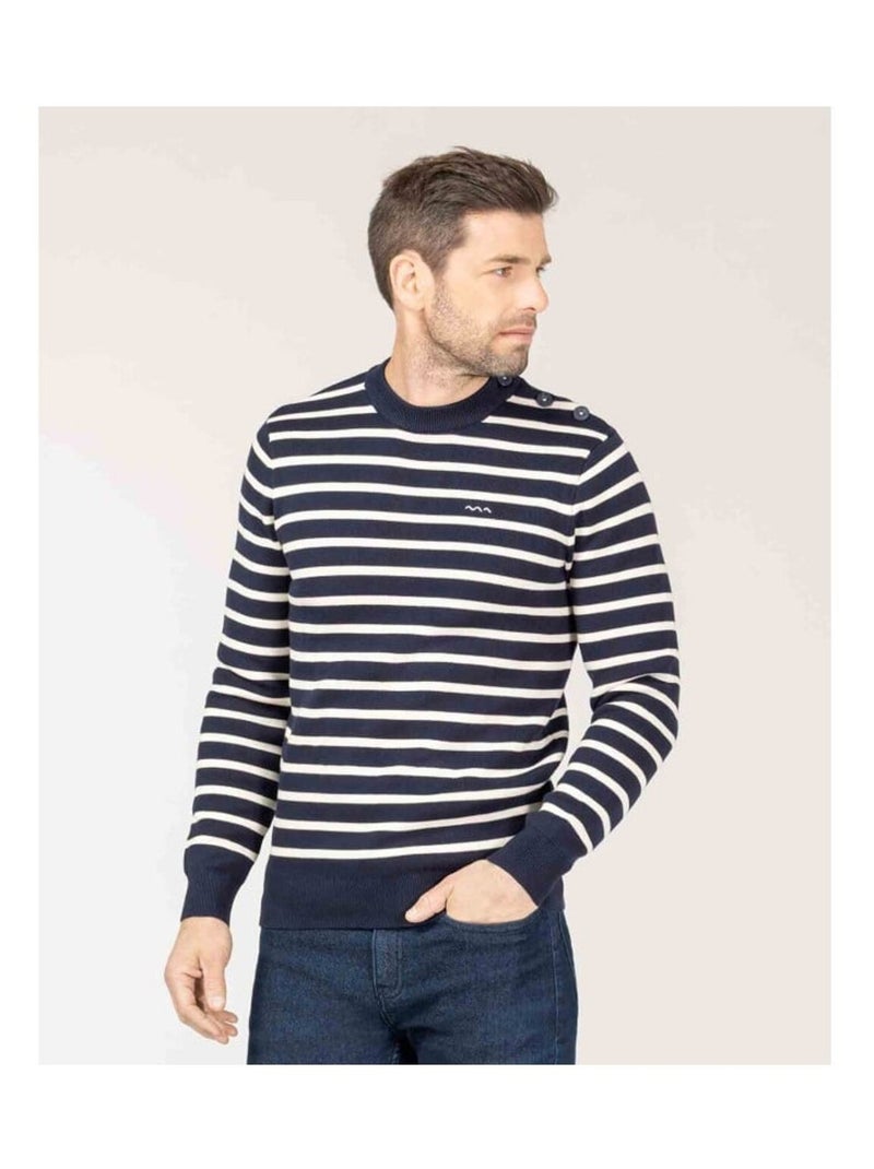 Pull marin - Terre de Marins - Bleu marine/Gris froid - Homme - 0.00 ...