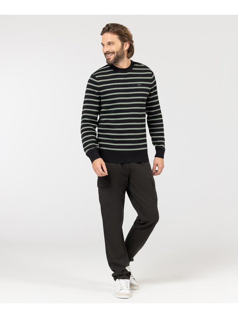 Pull marin - terre de marins Noir Vert - Kiabi