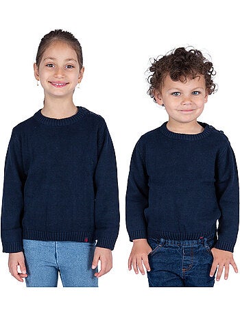 Pull marin enfant 'Breizh Océan', Pull en coton épais garçon ou fille