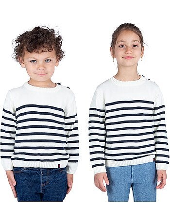 Pull marin enfant 'Breizh Océan', Pull en coton épais garçon ou fille