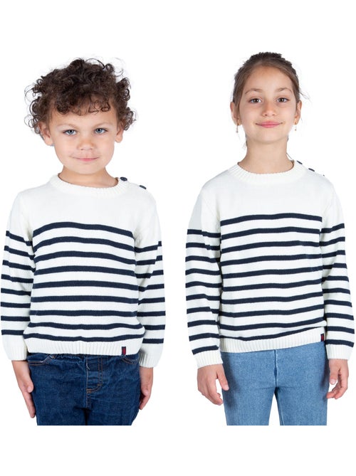 Pull marin enfant 'Breizh Océan', Pull en coton épais garçon ou fille - Kiabi