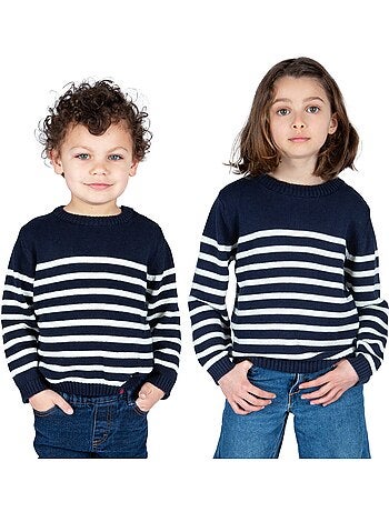 Pull marin enfant 'Breizh Océan', Pull en coton épais garçon ou fille