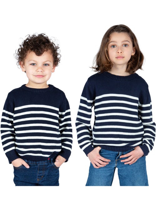 Pull marin enfant 'Breizh Océan', Pull en coton épais garçon ou fille - Kiabi