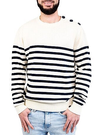 Pull marin homme rayé ou uni 'breizh océan', pull homme hiver