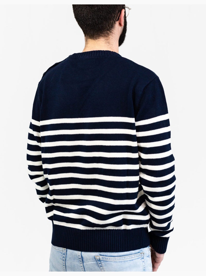 Pull marin homme rayé ou uni 'breizh océan', pull homme hiver Marine/Ecru - Kiabi
