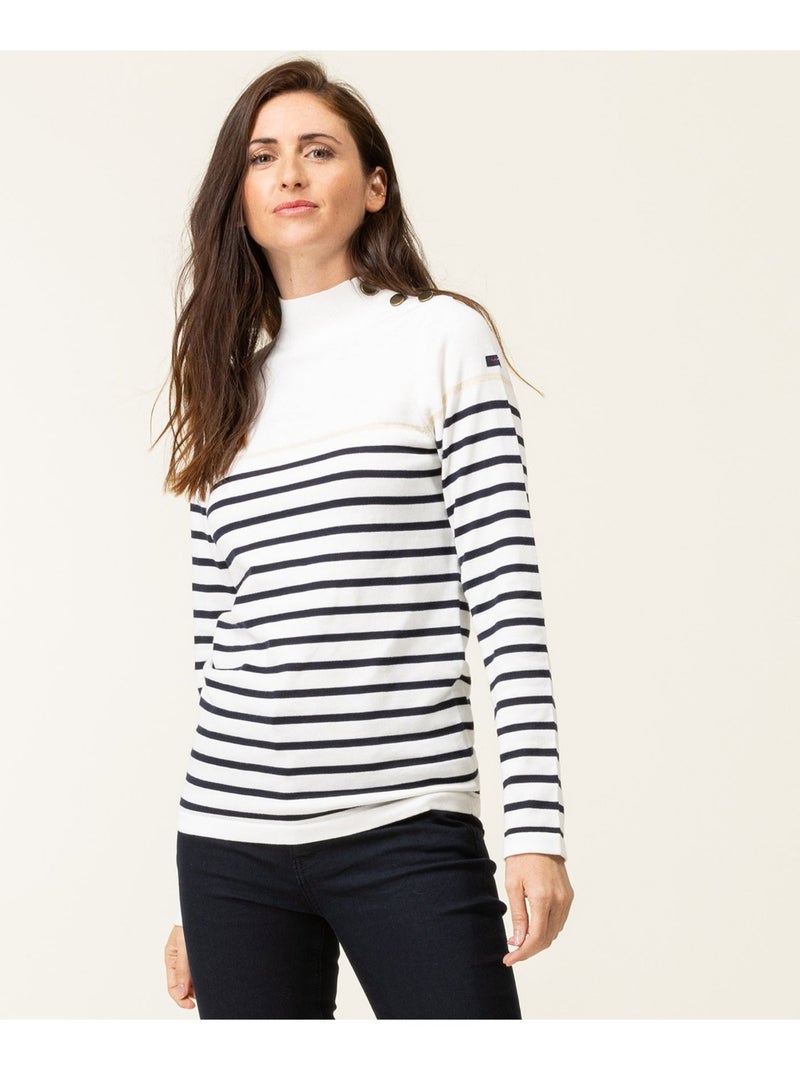 Pull marin noir rayé Femme - Terre de Marins Beige - Kiabi