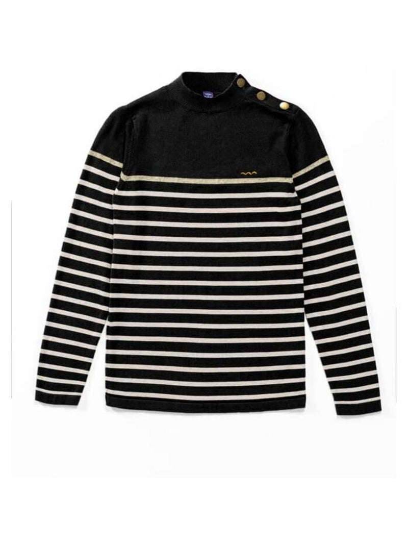 Pull marin noir rayé Femme Beige/Noir - Kiabi