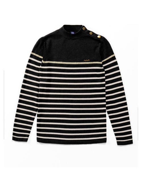 Pull marin noir rayé Femme - Kiabi