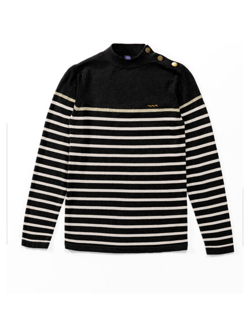 Pull col V strassé manches longues NOIR