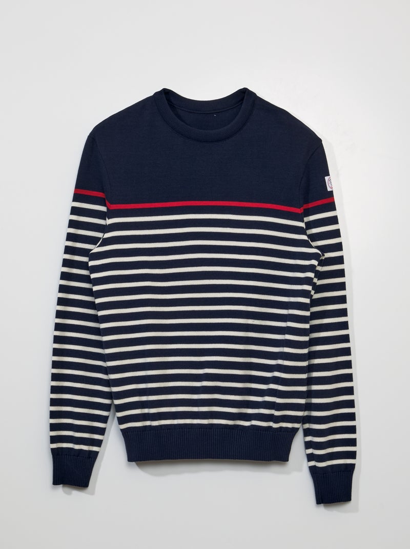 Pull marinière à col rond - Made in France Bleu marine - Kiabi