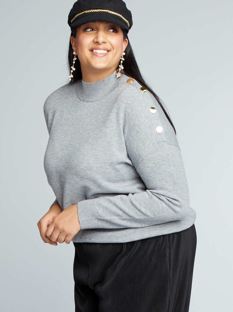 Pull marinière avec col montant Gris - Kiabi