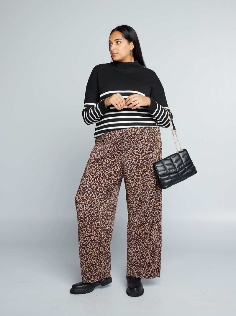 Pull marinière avec col montant Noir - Kiabi