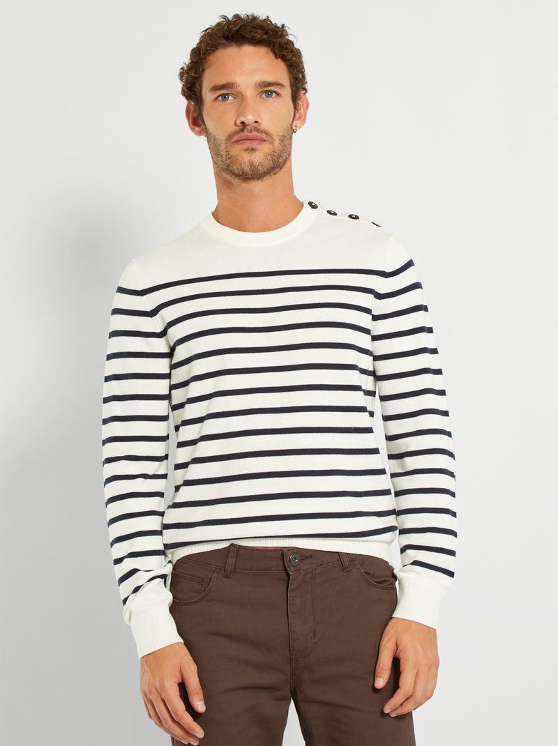 Pull marinière blanc/bleu marine - Kiabi