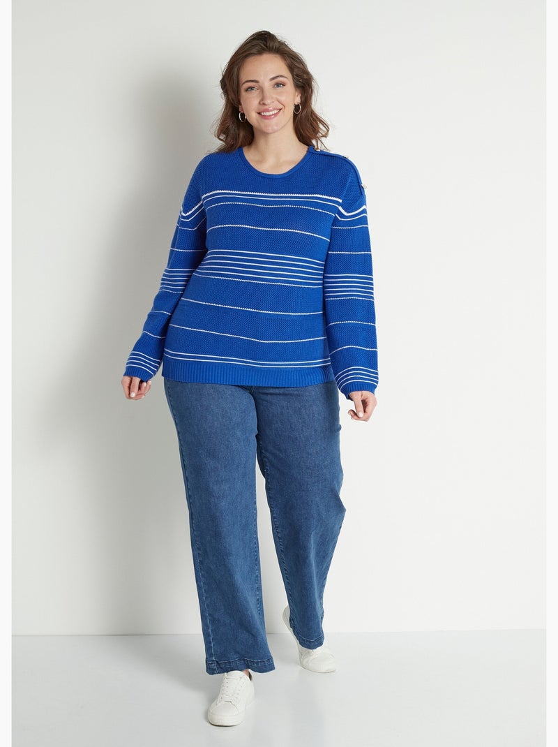 Pull marinière col rond - afibel Bleu Blanc - Kiabi