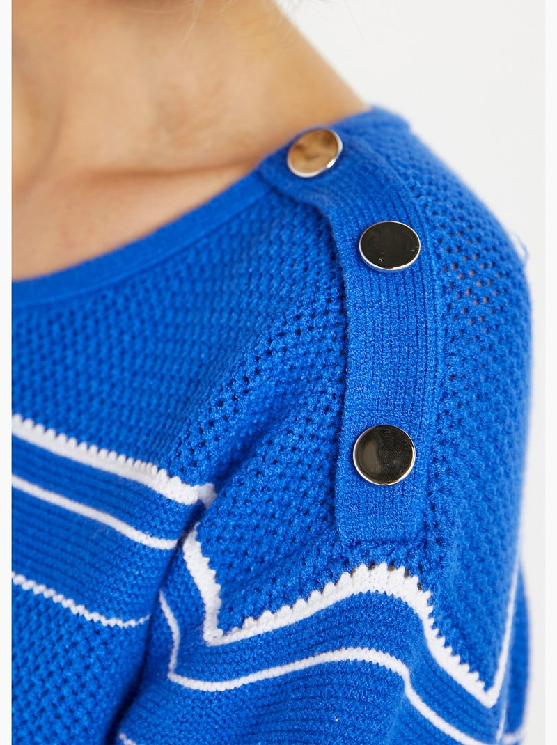 Pull marinière col rond - afibel Bleu Blanc - Kiabi