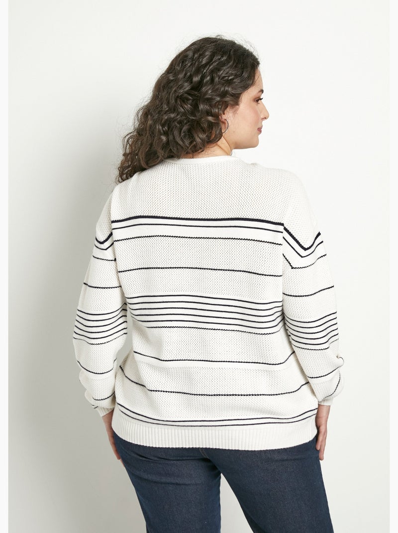 Pull marinière col rond - afibel Ecru/Marine - Kiabi
