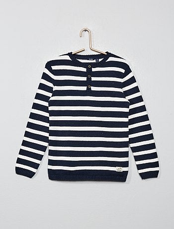 Pull marinière col tunisien