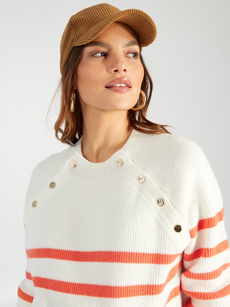 Pull marinière d'allaitement Rayé corail - Kiabi