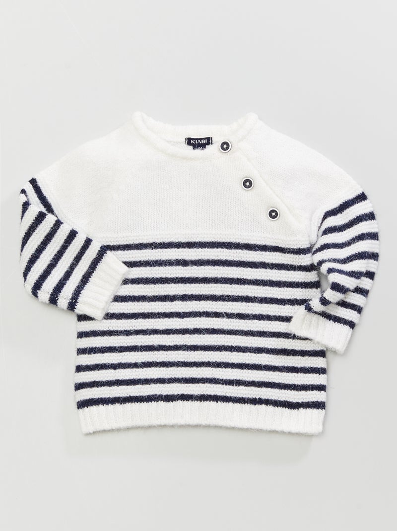 Pull marinière en maille Bleu - Kiabi