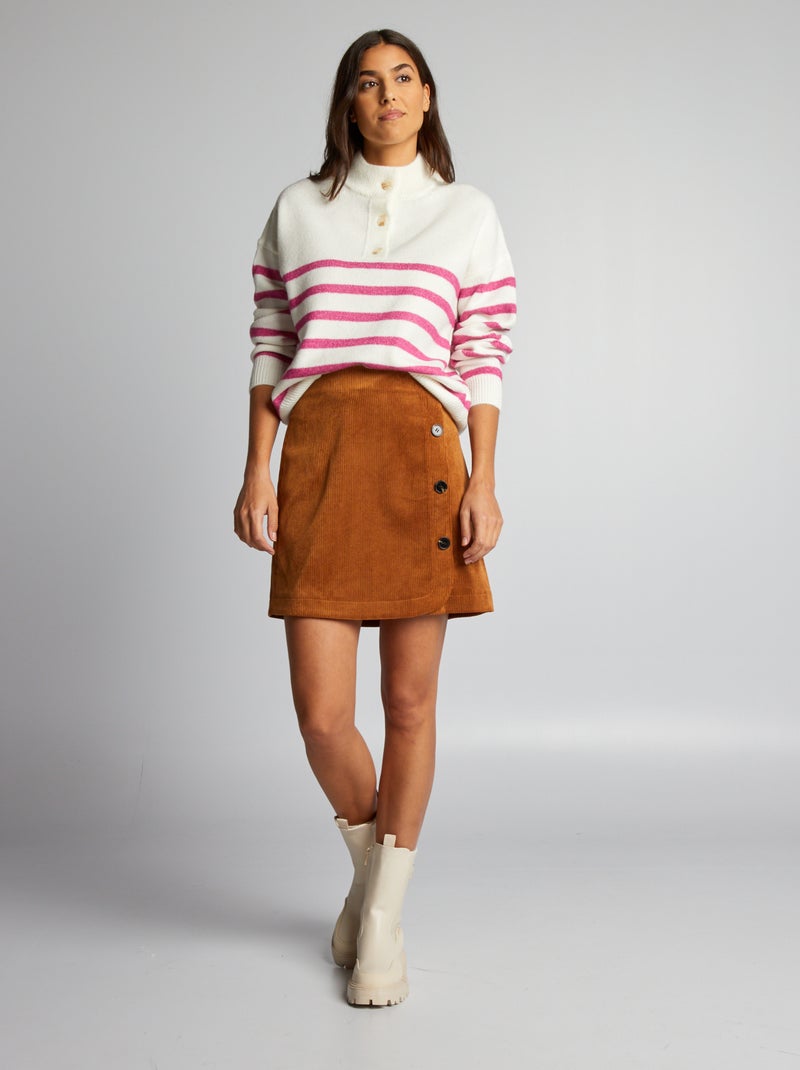 Pull marinière en maille Rose - Kiabi