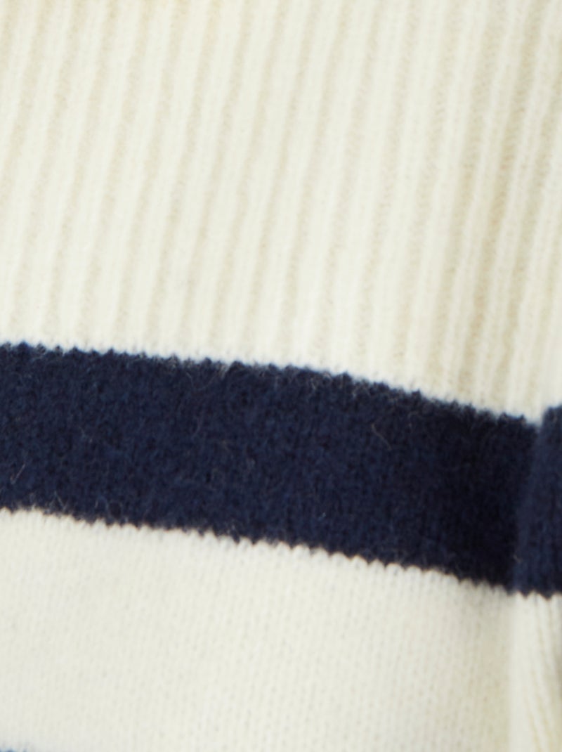 Pull marinière épaule boutonnée. - Damart Blanc - Kiabi