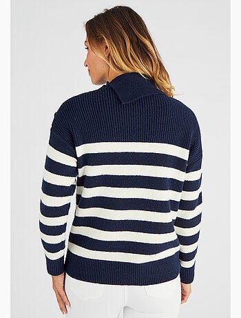 Pull marinière épaule boutonnée. - Damart