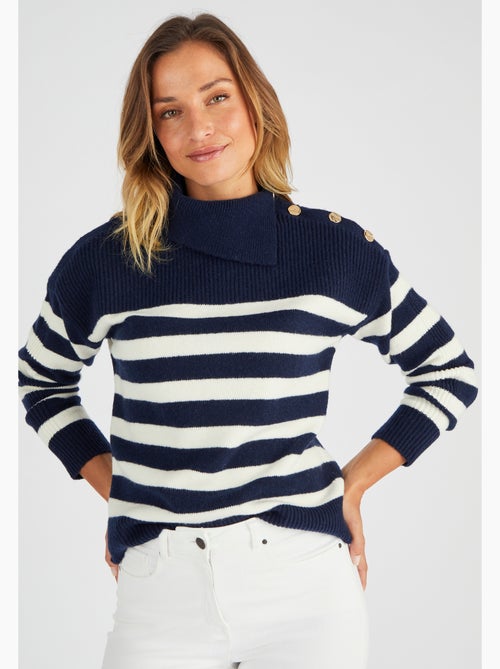 Pull marinière épaule boutonnée. - Damart - Kiabi