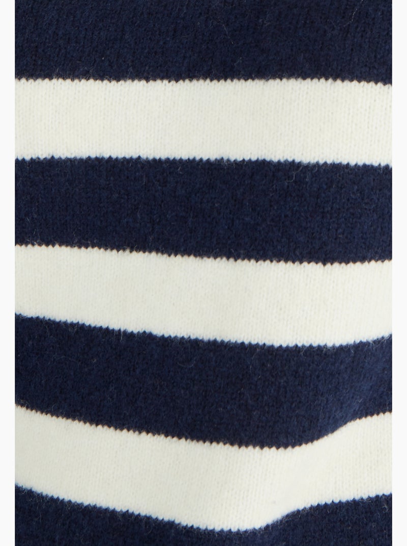 Pull marinière épaule boutonnée. - Damart Bleu - Kiabi