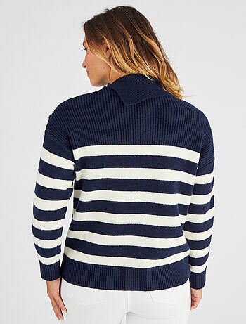 Pull marinière épaule boutonnée. - Damart