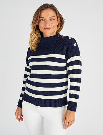 Pull marinière épaule boutonnée. - Damart