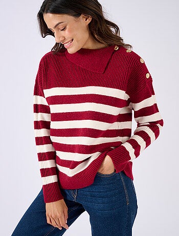 Pull marinière épaule boutonnée. - Damart