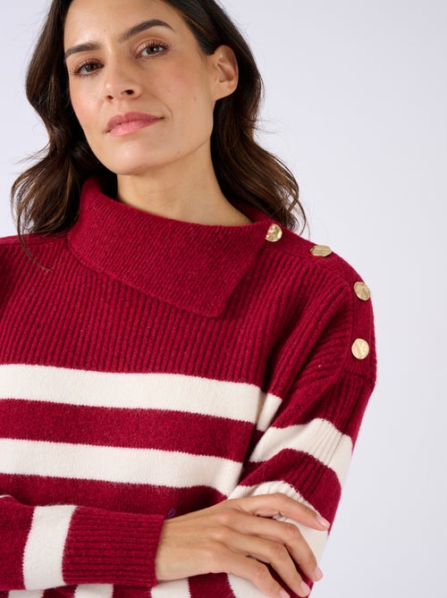 Pull marinière épaule boutonnée. - Damart - Kiabi