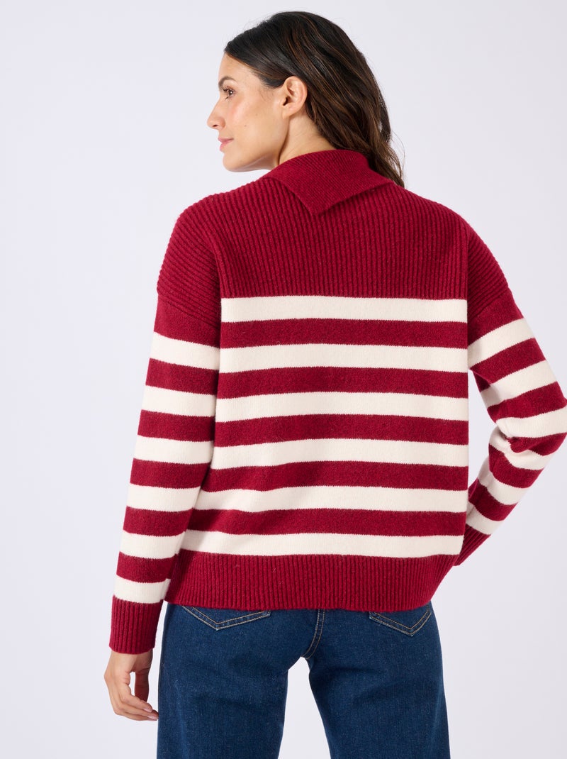 Pull marinière épaule boutonnée. - Damart Bordeaux - Kiabi