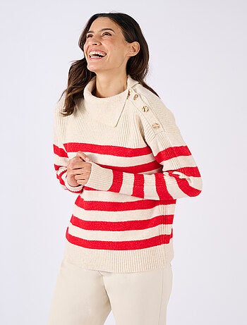 Pull marinière épaule boutonnée. - Damart