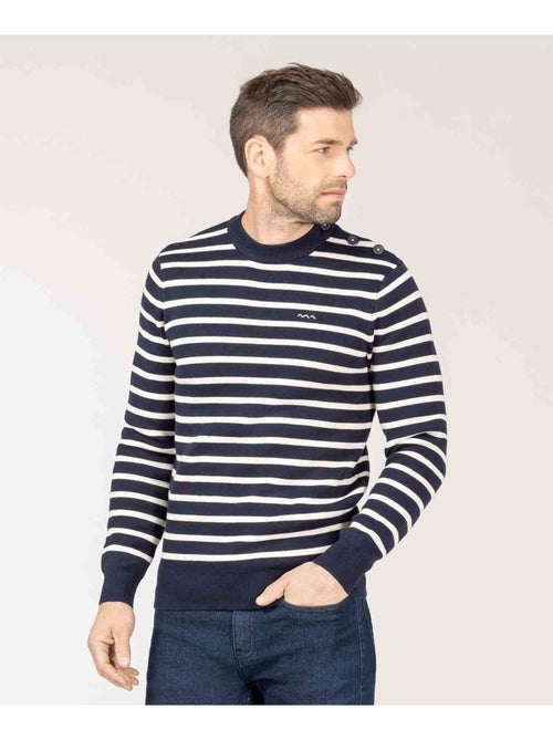 Pull marinière indigo Homme - Terre de Marins - Kiabi