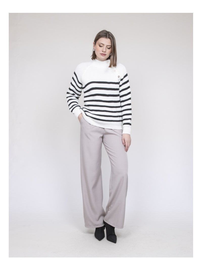 Pull marinière KEONI Blanc - Kiabi