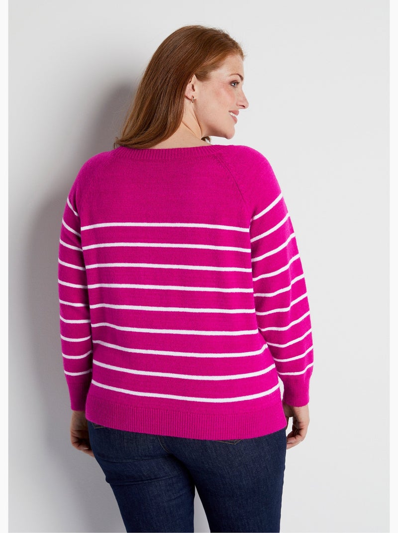 Pull marinière manches longues rayé - Afibel Ecru - Kiabi