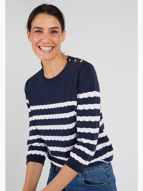 Pull marinière rayures fantaisie - Damart - Kiabi