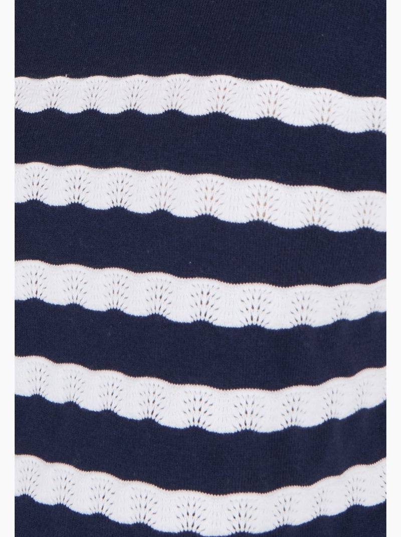 Pull marinière rayures fantaisie - Damart Bleu - Kiabi