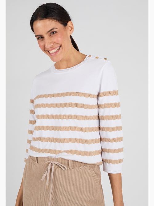 Pull marinière rayures fantaisie - Damart - Kiabi