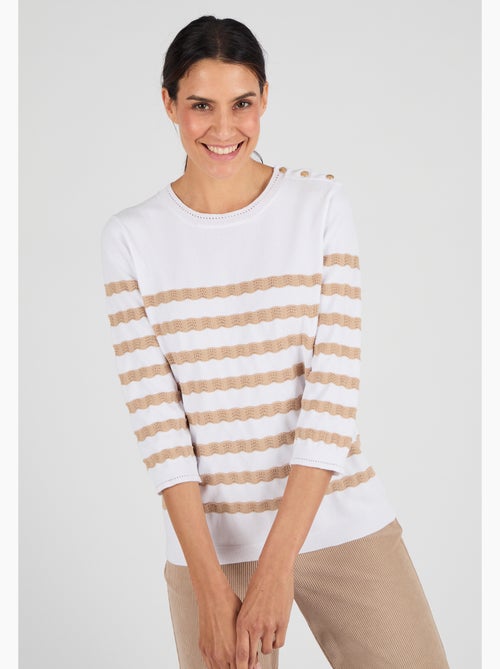Pull marinière rayures fantaisie - Damart - Kiabi