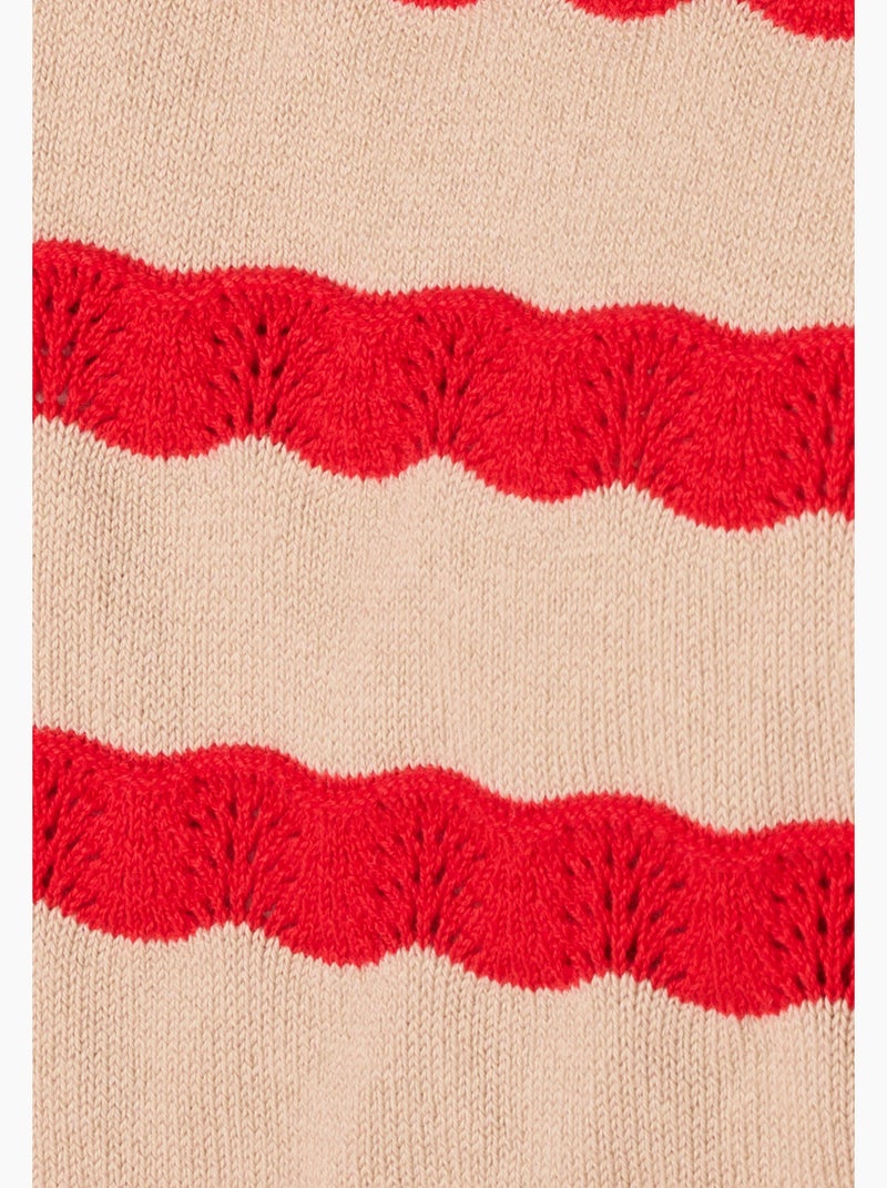 Pull marinière rayures fantaisie - Damart Rouge - Kiabi