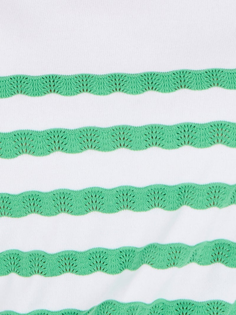 Pull marinière rayures fantaisie - Damart Vert - Kiabi